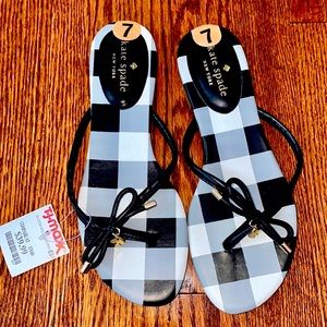 Kate Spade Black Gingham Check Bow Sandal